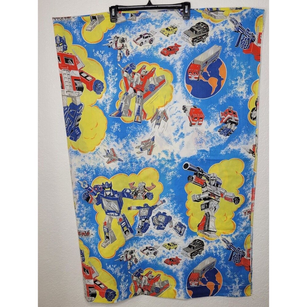Vintage 1980s Transformers Optimus Prime Twin Bed Sheets Set Fitted & Flat Sheet